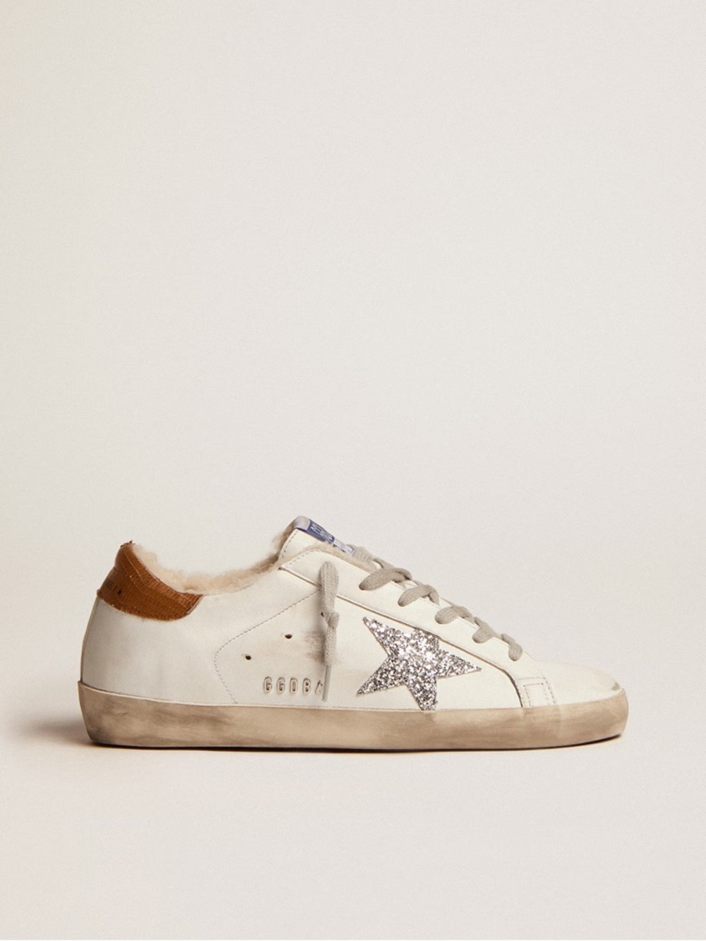 Golden Goose White Sneakers with Shearling and Silver Star Detail size 40